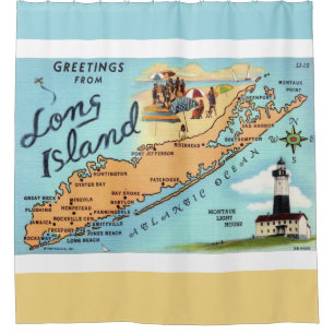 Vintage Long Island Map Shower Curtain