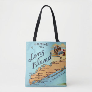Vintage Long Island Map Tote Bag