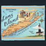 Vintage Long Island, NY Map Fleece Blanket<br><div class="desc">A very old,  vintage postcard map of Long Island,  New York. This vintage illustration is perfect for a beach house cottage decor and it makes such a great gift.</div>