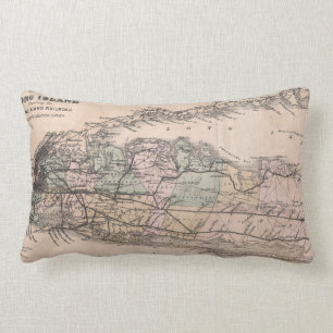 Vintage Long Island NY Railroad Map (1882) Lumbar Cushion