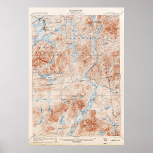 Vintage Long Lake New York Topographical Map Poster