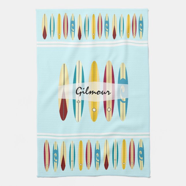 Vintage Longboards Tea Towel (Vertical)