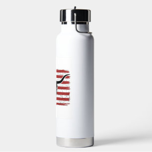 Vintage Longhorn Skull American Flag Vector Design Water Bottle
