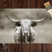 Vintage Longhorn Steer Cattle Decoupage