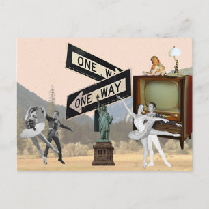Vintage Look American Collage Postcard
