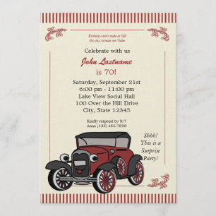 Vintage Look Antique Car Birthday Invite