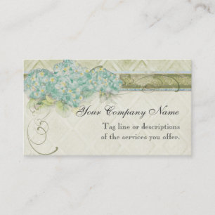 Vintage Look Aqua Hydrangea - Business Cards