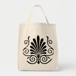 Vintage look art deco plume pattern black on white tote bag