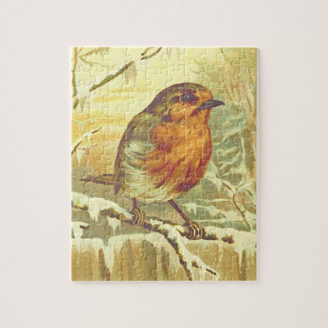 Vintage Look Bird on a Branch Puzzle (Vertical)