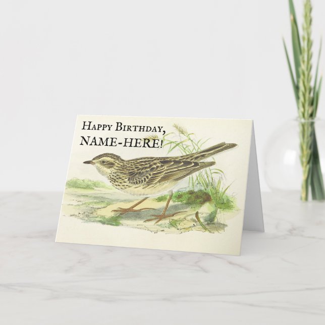 Vintage Look Bird on Ground Birthday Card (Front)