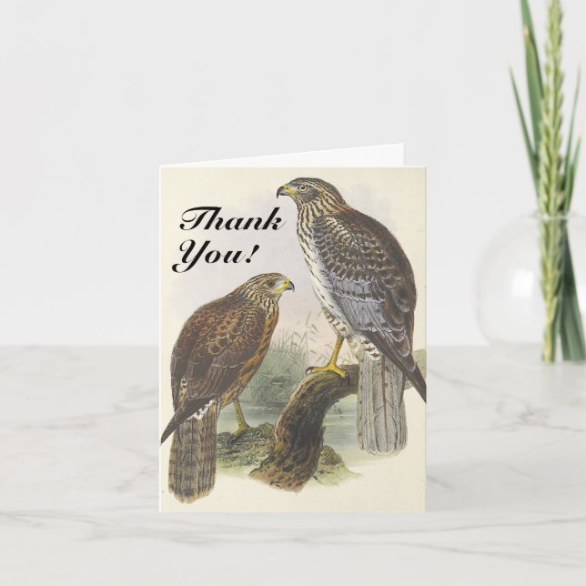 Vintage Look Birds "Thank You!" Card (Front)