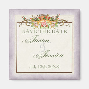 Vintage Look Blue Hydrangea - Wedding In - Magnet