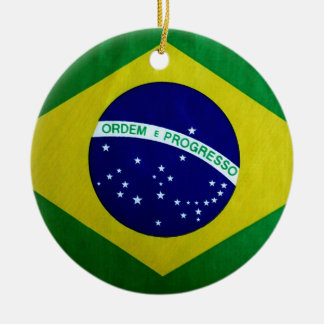 Vintage look Brazilian Flag Ceramic Tree Decoration