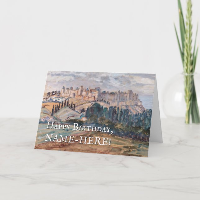 Vintage Look, Castle, Hills, Birthday Card (Front)
