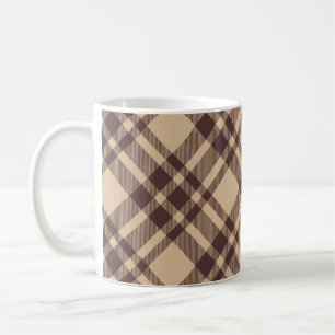 Vintage Look Checkered Brown and Cream Color Coffee Mug