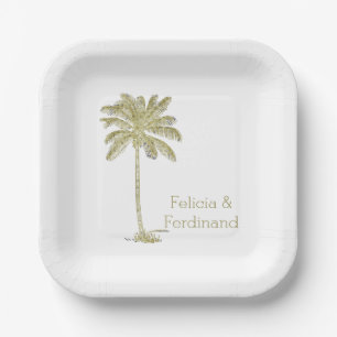 Vintage Look Coconut Palm Tree Paper Plate
