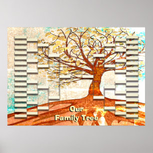 Vintage Look Custom Family Tree Template Poster