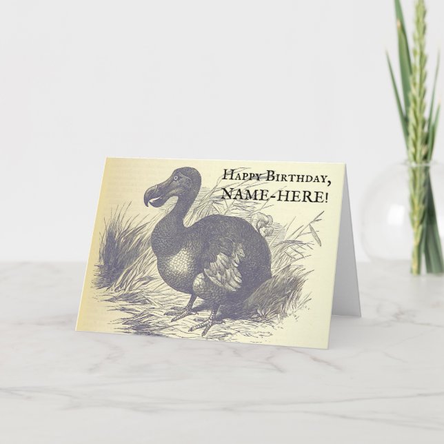 Vintage Look Dodo Bird Birthday Greeting Card (Front)