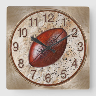 Vintage Look Football Wall Clocks, Team, Man Cave Square Wall Clock