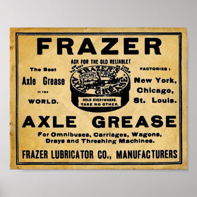 Vintage Look Frazers Axel Grease Automotive Print (Front)