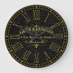 Vintage Look French Cafe Large Clock