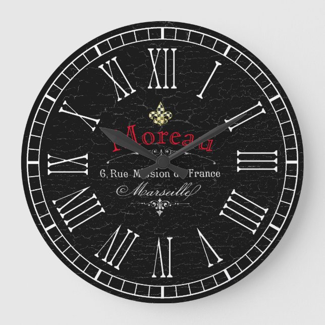 Vintage Look French Personalise Large Clock (Front)