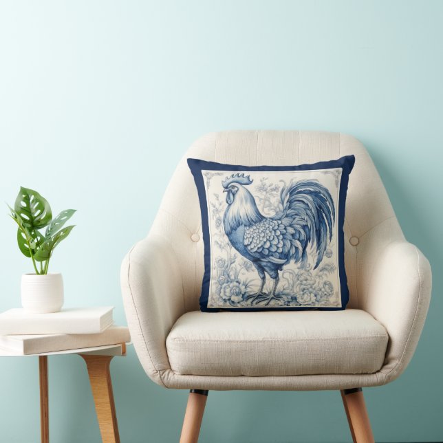 Vintage Look  French Toile Rooster Cushion (Chair)