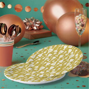Vintage Look Gold Champagne Glasses Paper Plate