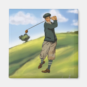 Vintage look Golfer Golf Magnet
