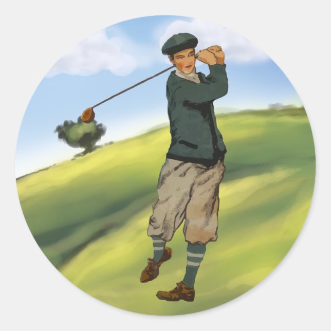Vintage look Golfer Golf Stickers (Front)