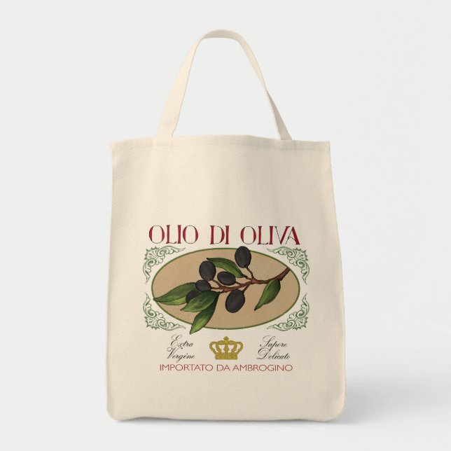Vintage look Italian Olives Label Art Tote (Front)