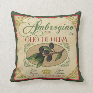 Vintage look Italian Retro Olive Oil Pillow Decor