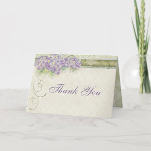 Vintage Look Lilac Hydrangea, Thank You Note