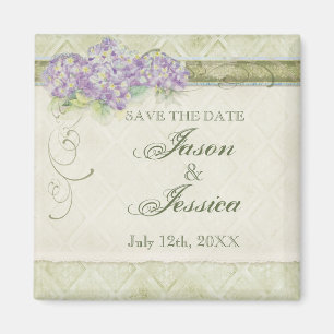 Vintage Look Lilac Hydrangea - Wedding In - Magnet