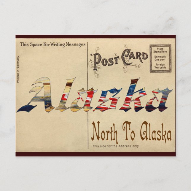 Vintage Look Old Postcard With Alaska (Front)