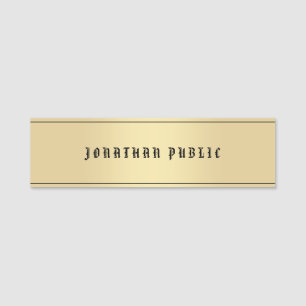 Vintage Look Old Style Text Template Faux Gold Name Tag
