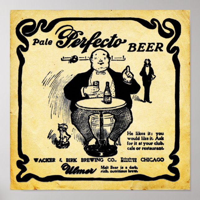 Vintage Look Pale Perfecto Beer Print (Front)