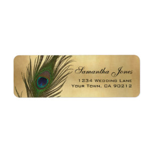 Vintage Look Peacock Feather Custom Address