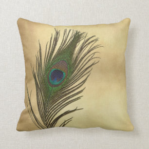 Vintage Look Peacock Feathers Elegant Cushion