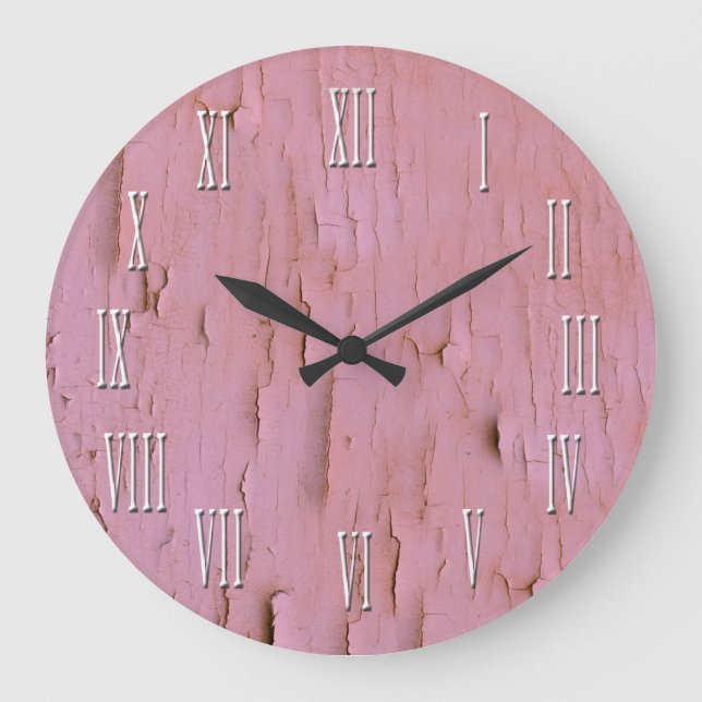 Vintage Look Pink Distressed Clock (Front)