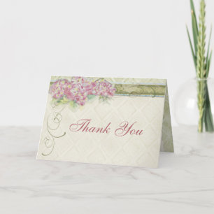Vintage Look Pink Hydrangea, Thank You Note Card
