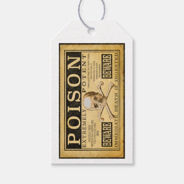 Vintage Look "POISON" Halloween  Gift Tags (Front)