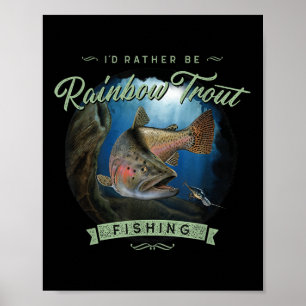 Vintage Look Rainbow Trout Fishing Gifts  Poster