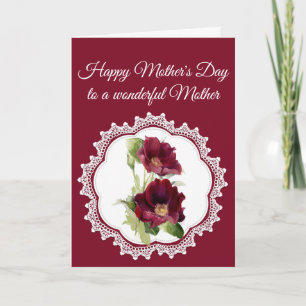 Vintage Look Red Roses Flower for Mother's Day Card