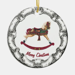 Vintage Look Rocking Horse Ceramic Tree Decoration
