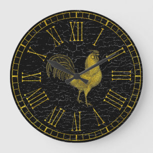 Vintage Look Rooster Large Clock
