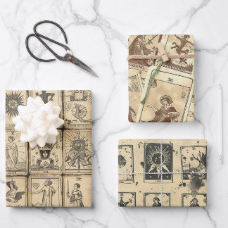 Vintage Look Sepia Tarot Card Wrapping Paper Sheet