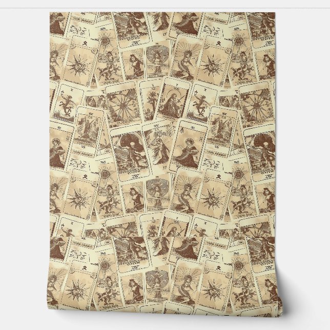 Vintage Look Sepia Tarot Cards Wallpaper (Unrolling)