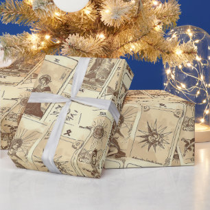 Vintage Look Sepia Tarot Cards Wrapping Paper