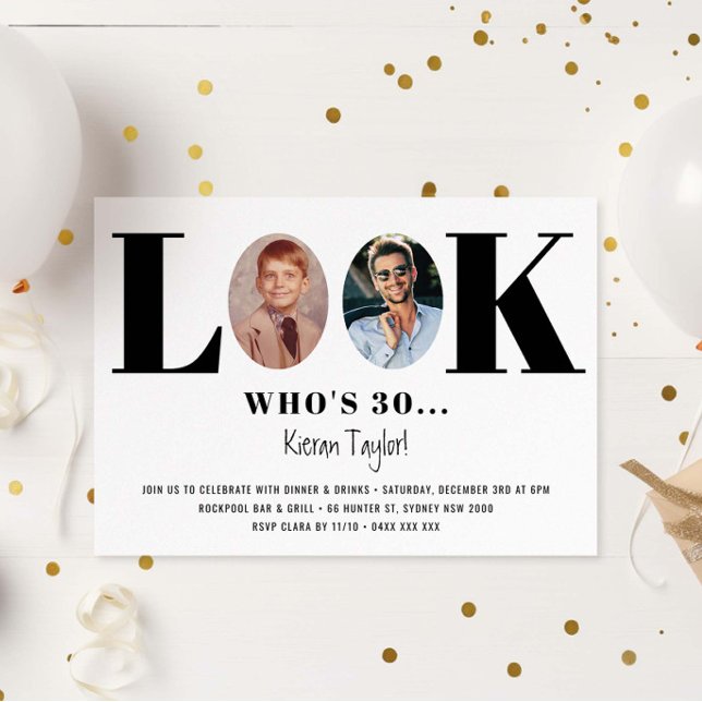 Vintage Look Who's Birthday Photo Invitation (Creator Uploaded)